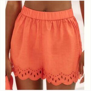 NWT Anthropologie | Orange Eyelet Cover-Up Boho 100% Cotton High Rise Shorts, XL